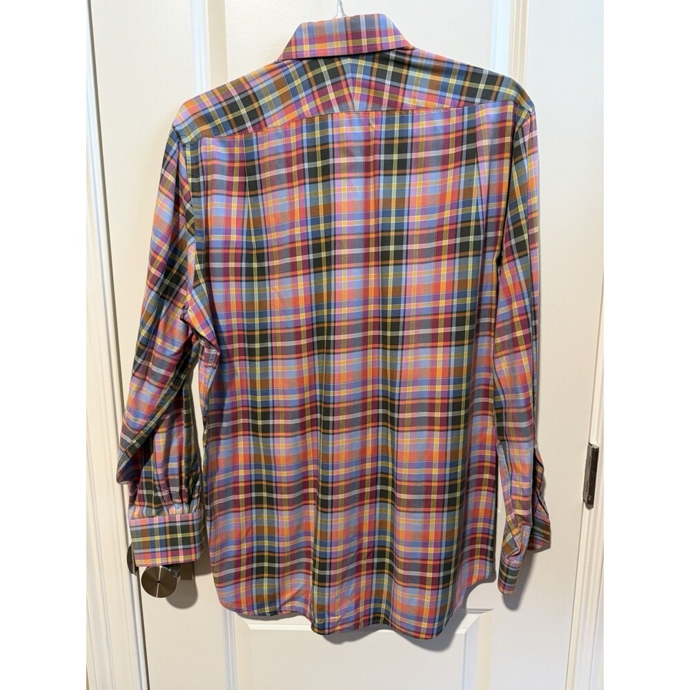 Peter Millar MF13D250L Men’s Large Multicolor Plaid Cotton Shirt Made Turkey - Picture 2 of 5
